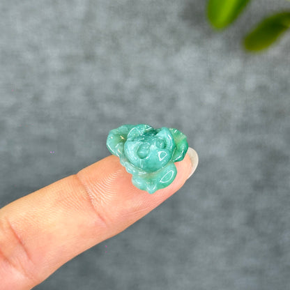 Natural Translucent Apple Green Lotus Jadeite Jade Charm