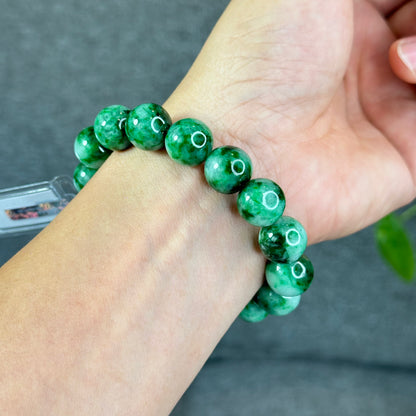 Natural Bright Apple Green Son Thuy Jadeite Jade VIP Bracelet Size 13 mm