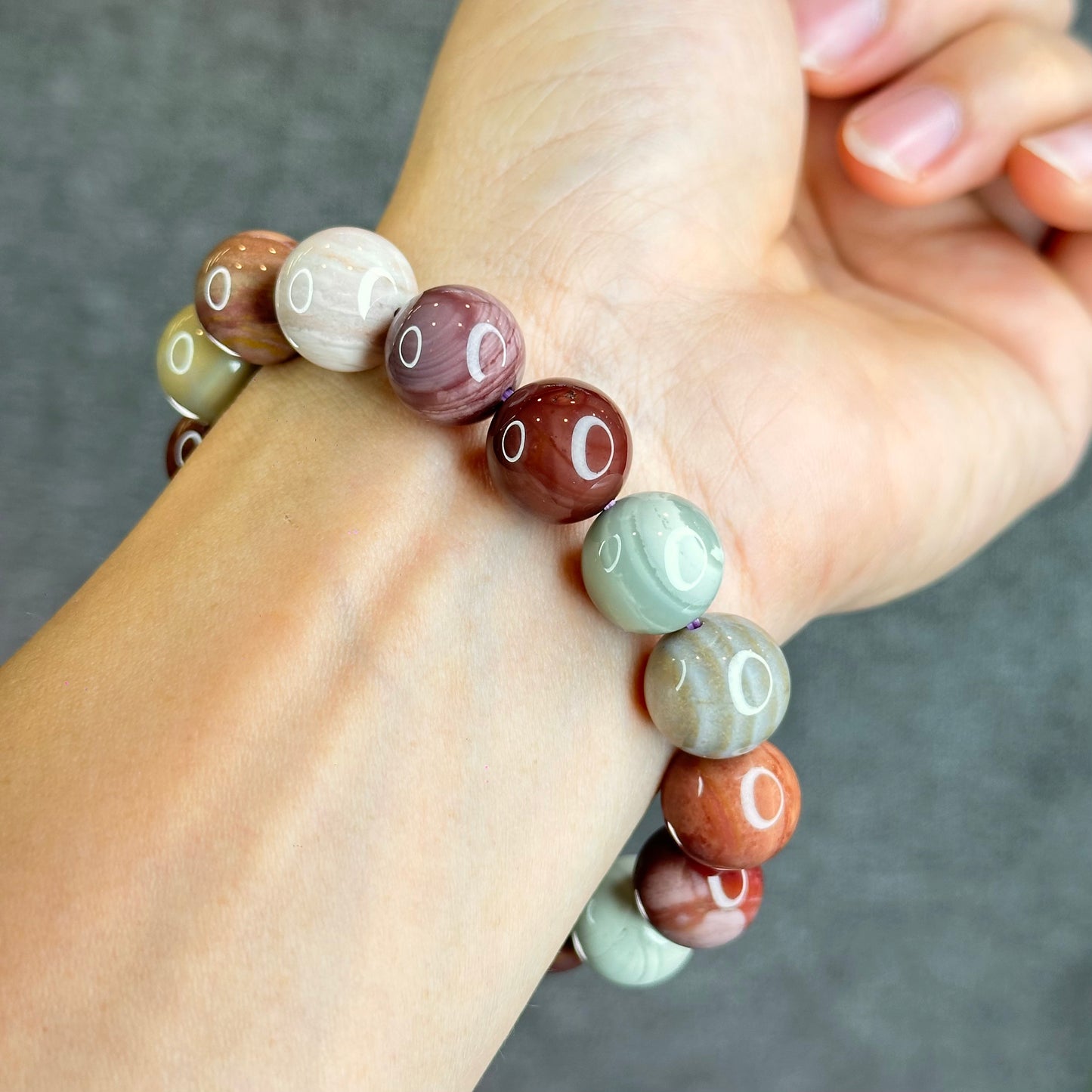 Multi Colour Natural Alashan Agate Bracelet Size 13.2 mm
