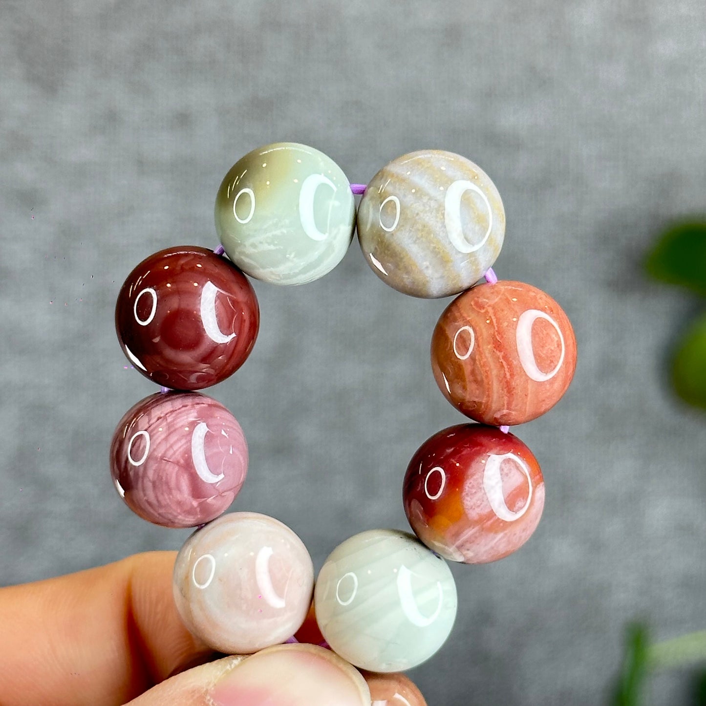 Multi Colour Natural Alashan Agate Bracelet Size 13.2 mm