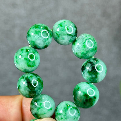 Natural Bright Apple Green Son Thuy Jadeite Jade VIP Bracelet Size 13 mm