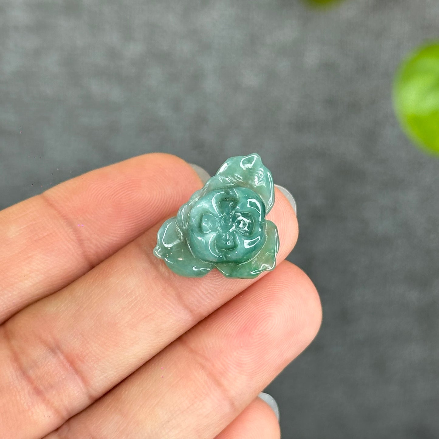Natural Translucent Apple Green Lotus Jadeite Jade Charm