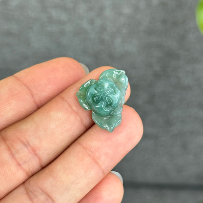 Natural Translucent Apple Green Lotus Jadeite Jade Charm