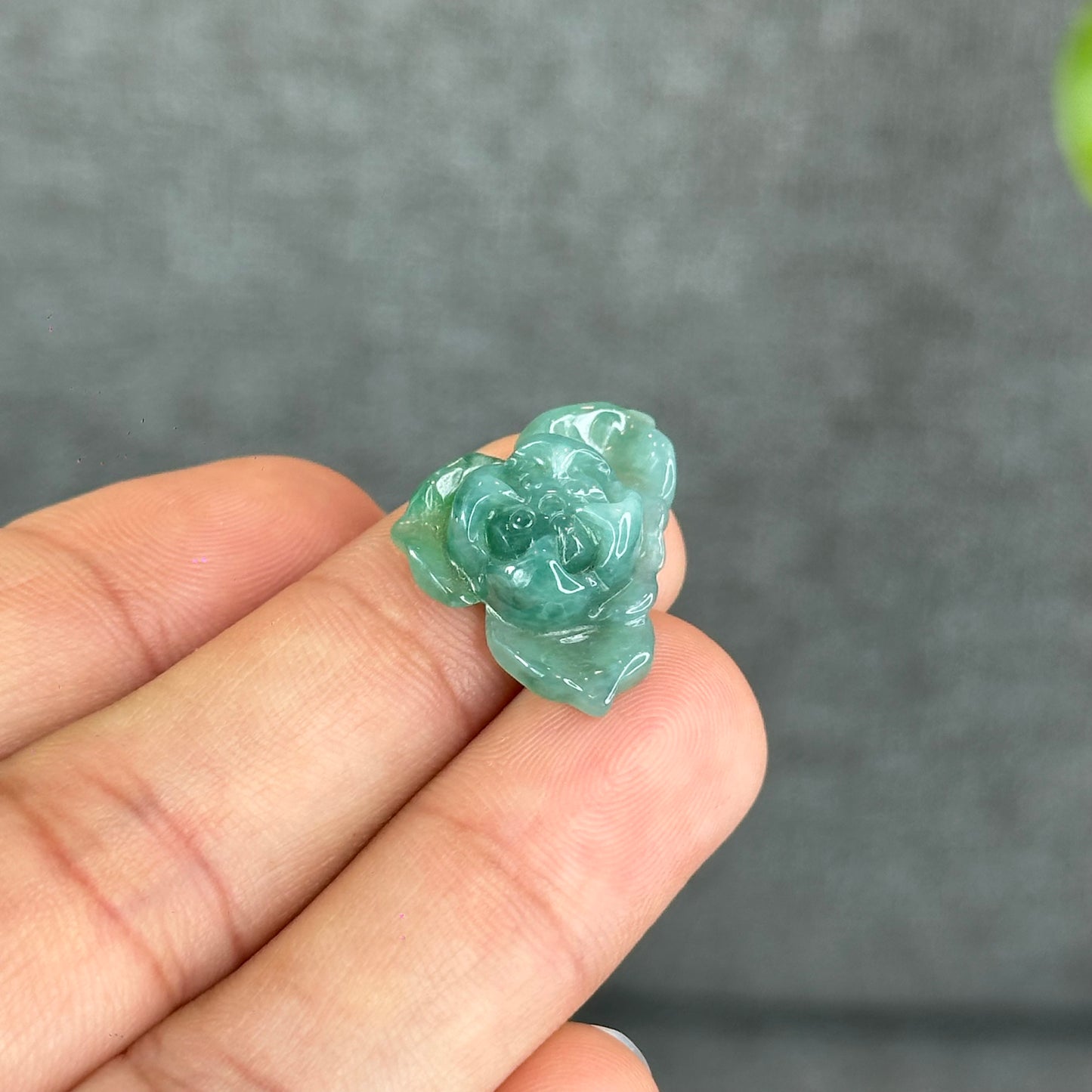 Natural Translucent Apple Green Lotus Jadeite Jade Charm