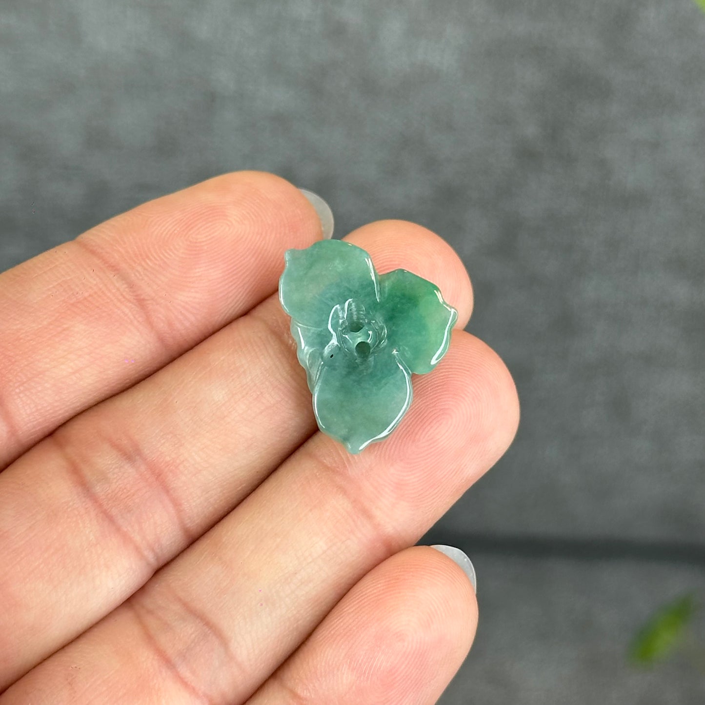 Natural Translucent Apple Green Lotus Jadeite Jade Charm