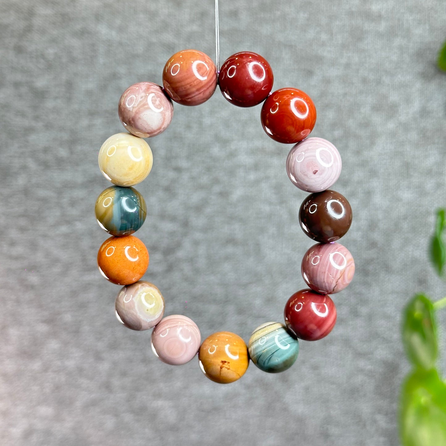 Multi Colour Natural Alashan Agate Bracelet Size 14.2 mm