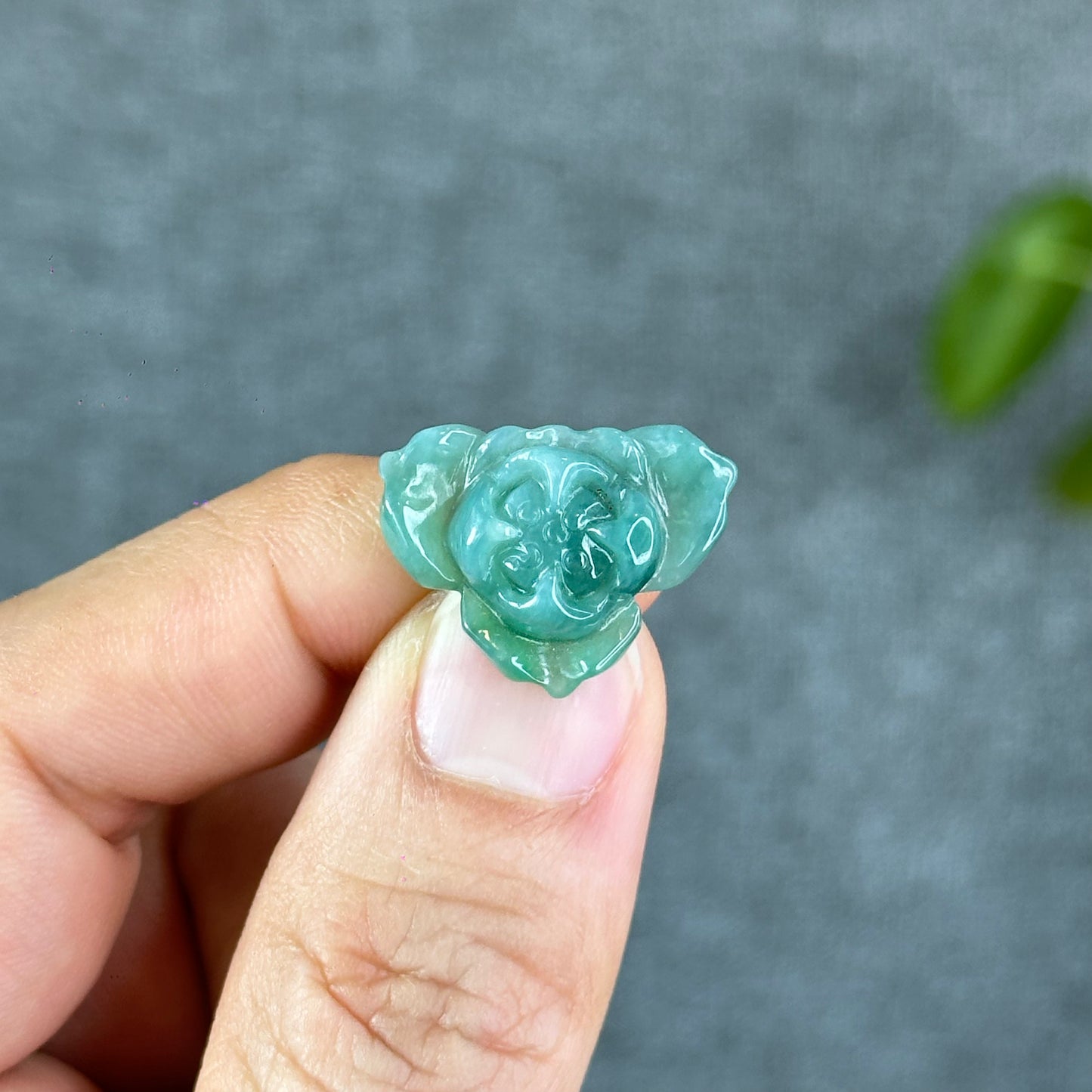 Natural Translucent Apple Green Lotus Jadeite Jade Charm
