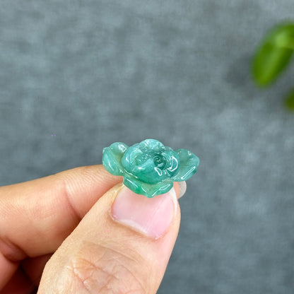 Natural Translucent Apple Green Lotus Jadeite Jade Charm