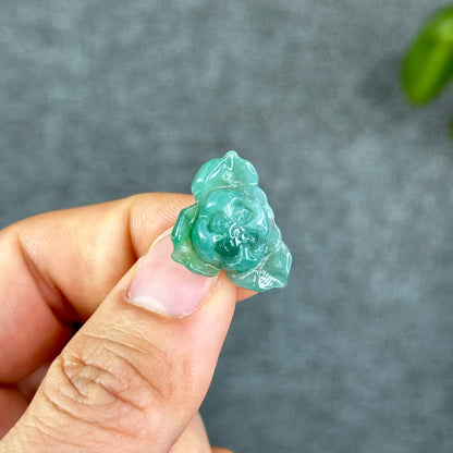 Natural Translucent Apple Green Lotus Jadeite Jade Charm