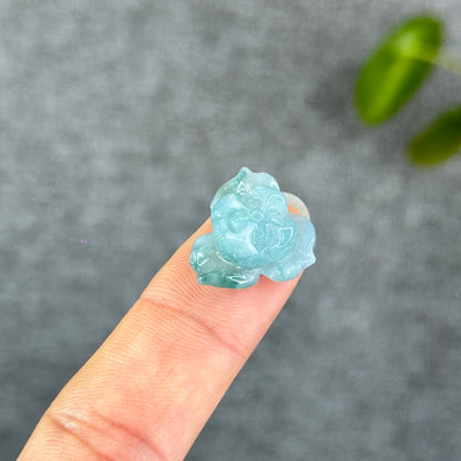 Natural Translucent Floral Water Green Lotus Jadeite Jade Charm