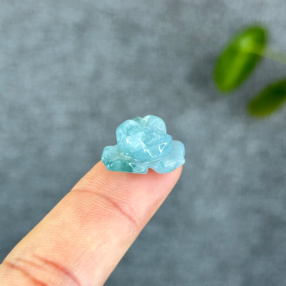 Natural Translucent Floral Water Green Lotus Jadeite Jade Charm