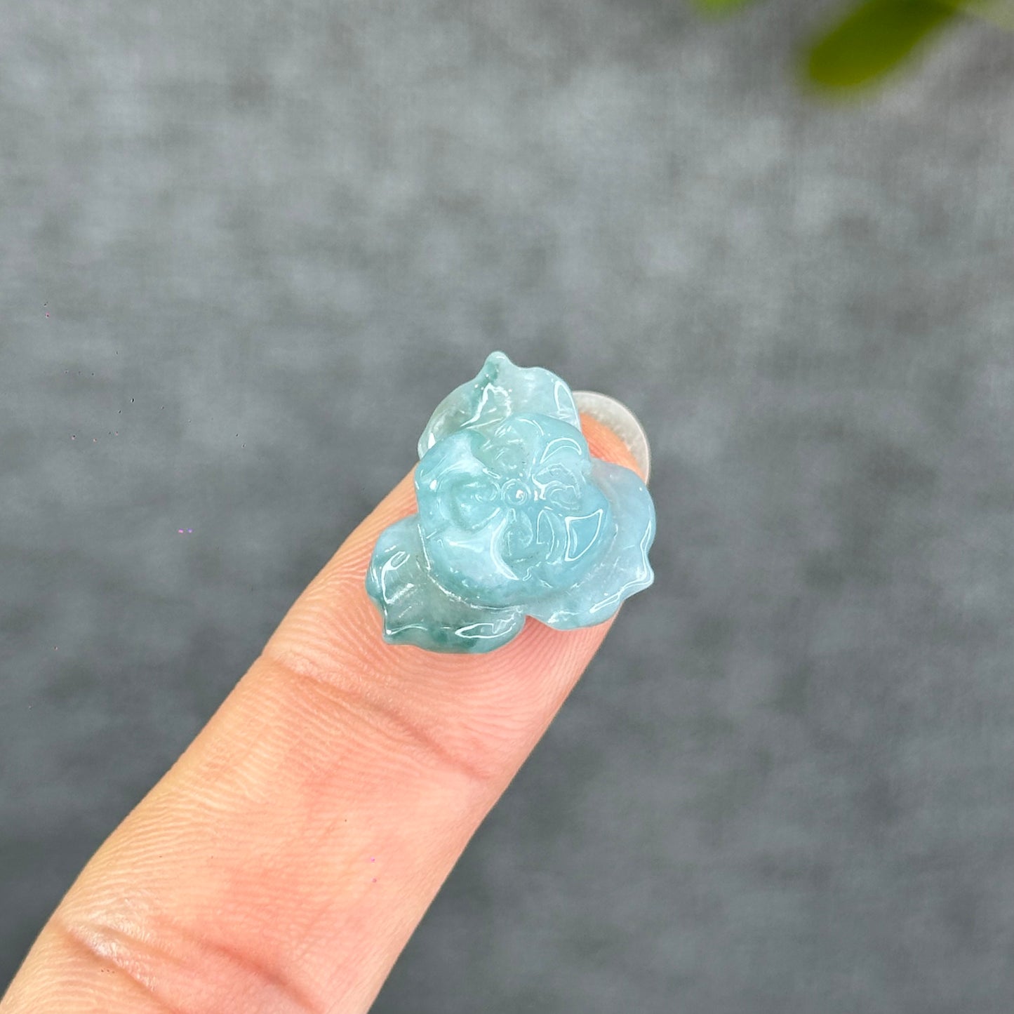 Natural Translucent Floral Water Green Lotus Jadeite Jade Charm