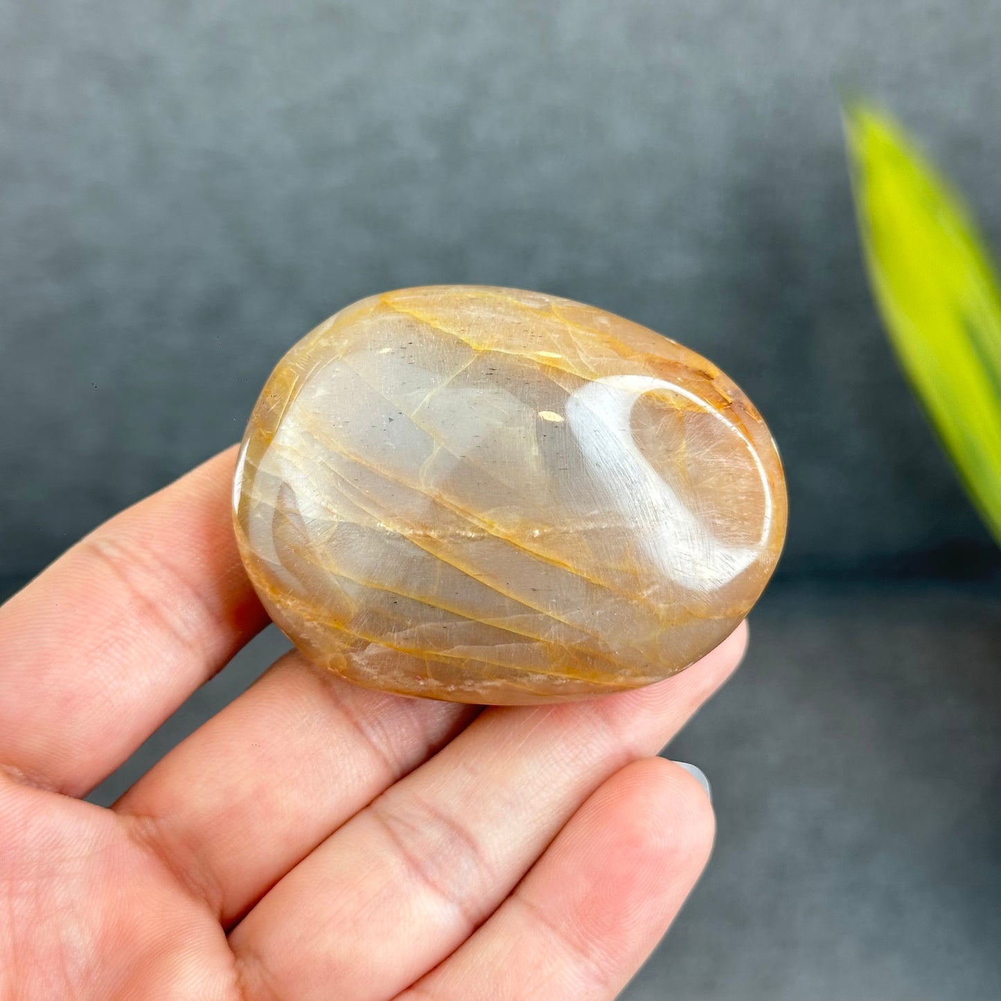 Natural Orange Moonstone Palm Stone