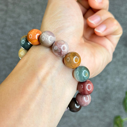 Multi Colour Natural Alashan Agate Bracelet Size 14.2 mm