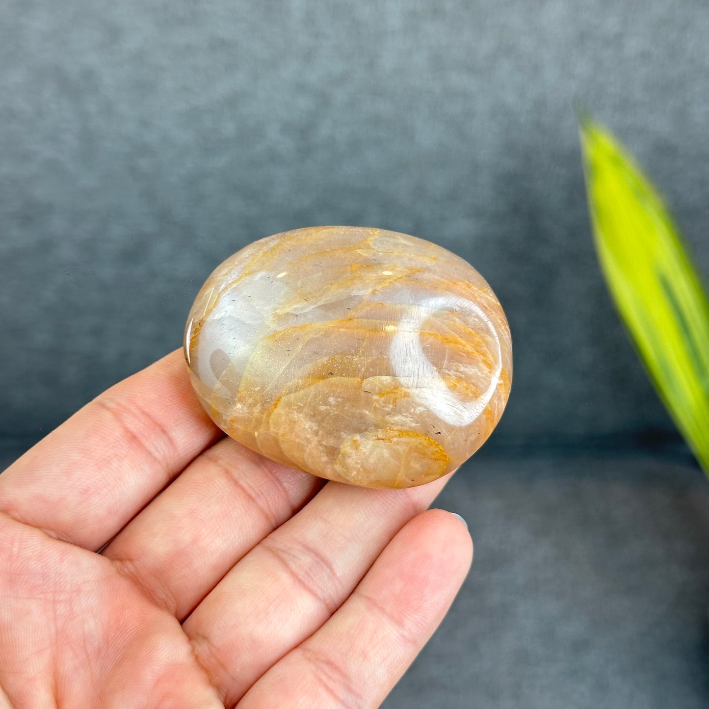 Natural Orange Moonstone Palm Stone