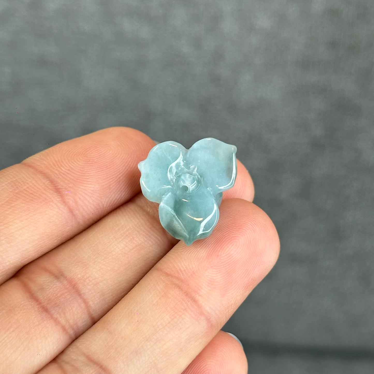 Natural Translucent Floral Water Green Lotus Jadeite Jade Charm