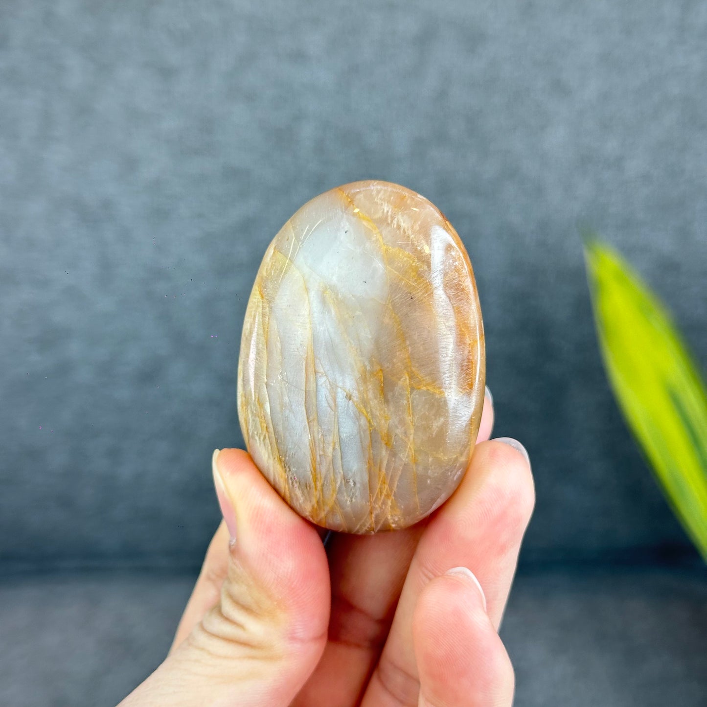 Natural Orange Moonstone Palm Stone