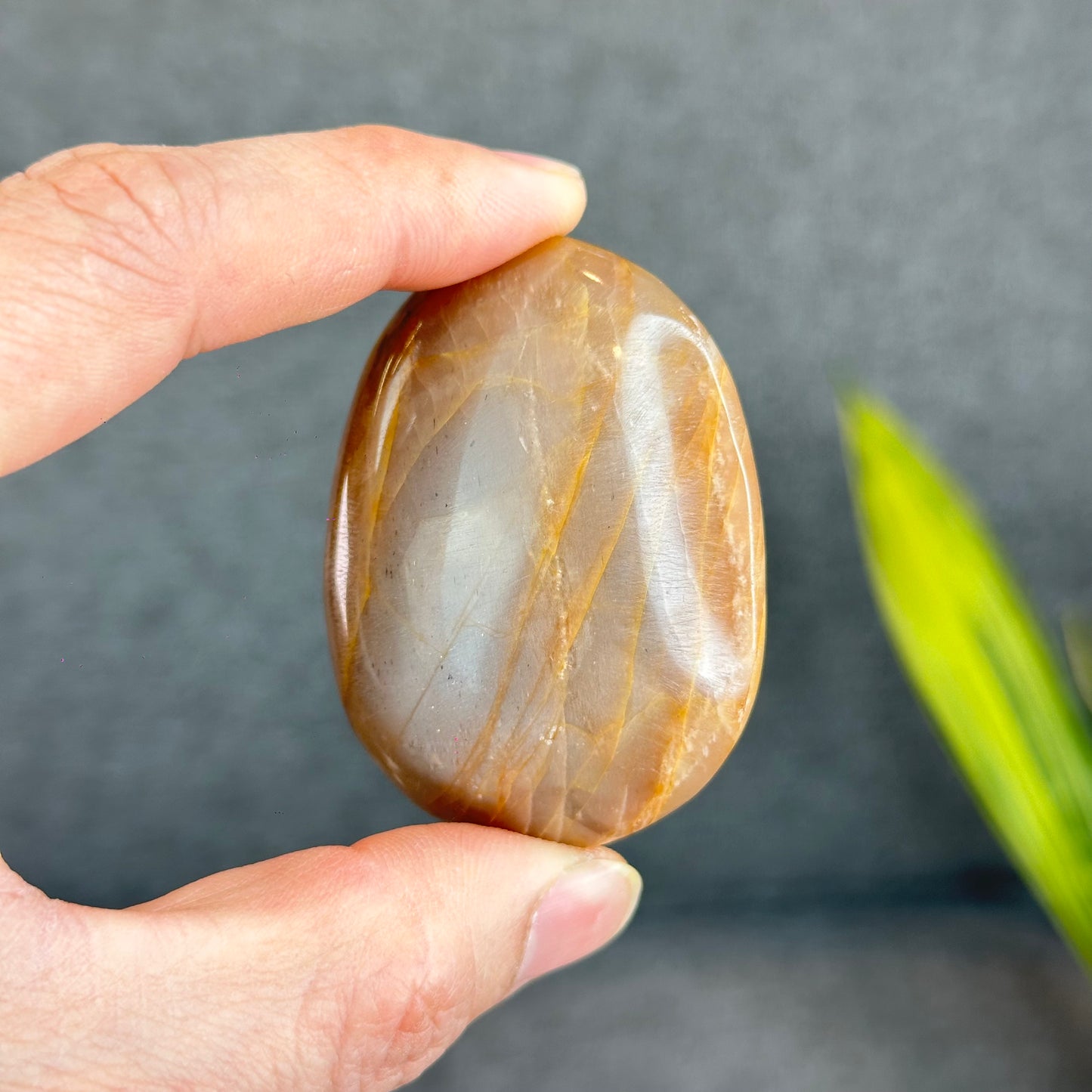 Natural Orange Moonstone Palm Stone