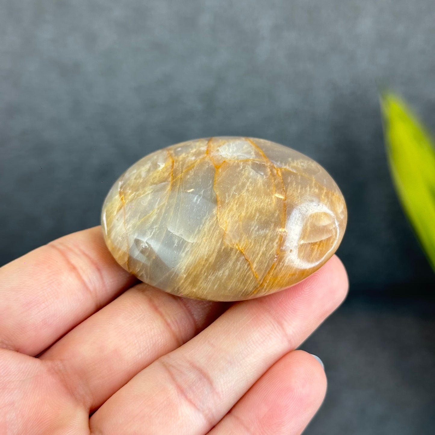 Natural Orange Moonstone Palm Stone