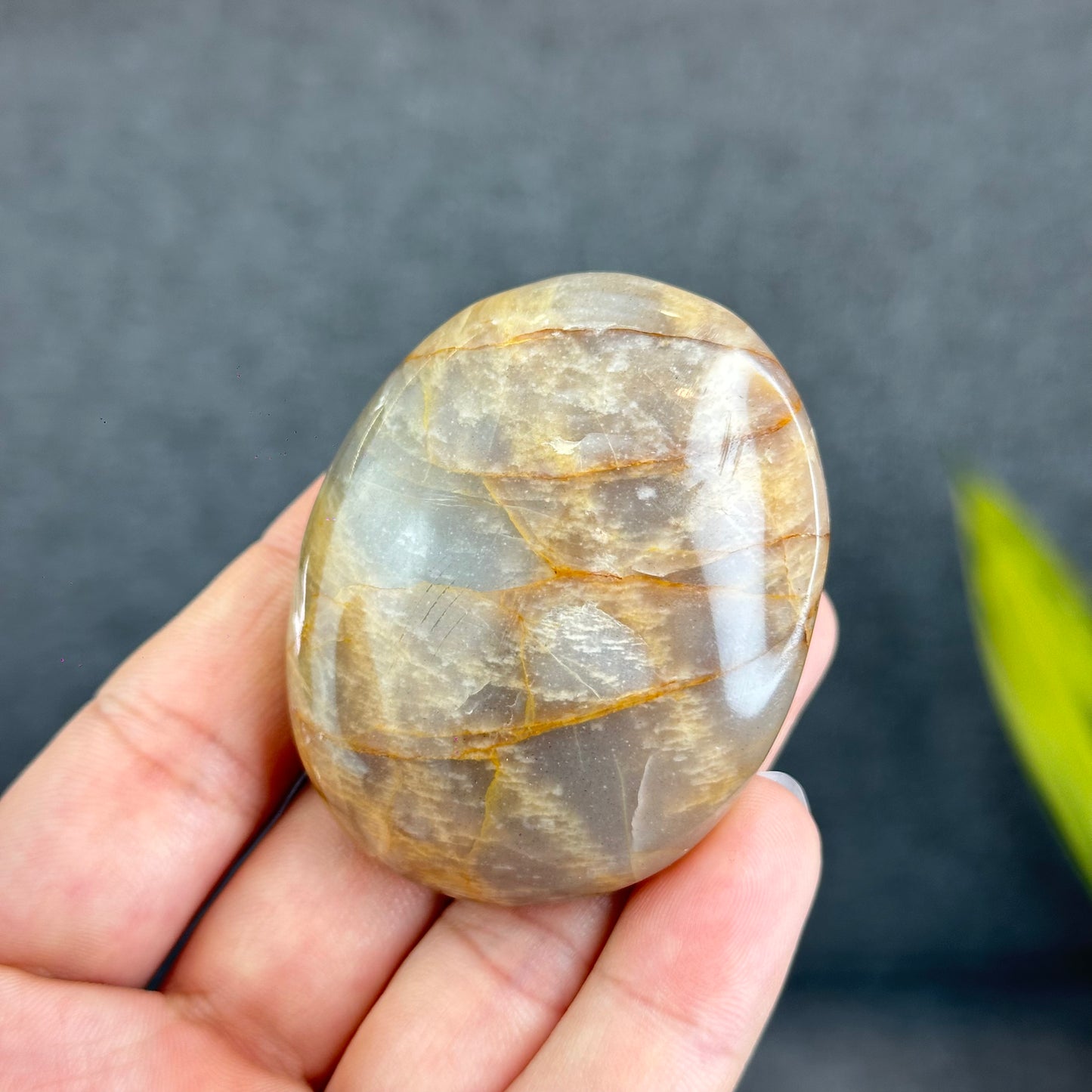 Natural Orange Moonstone Palm Stone