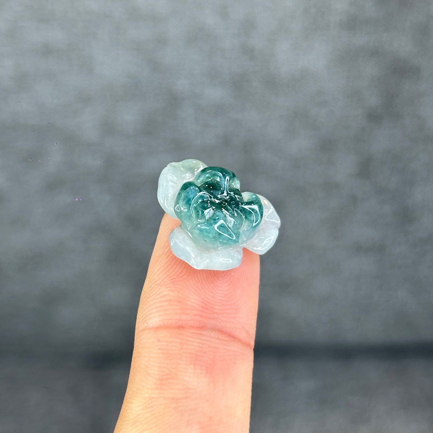 Natural Semi-Translucent Floral Water Green Lotus Jadeite Jade Charm