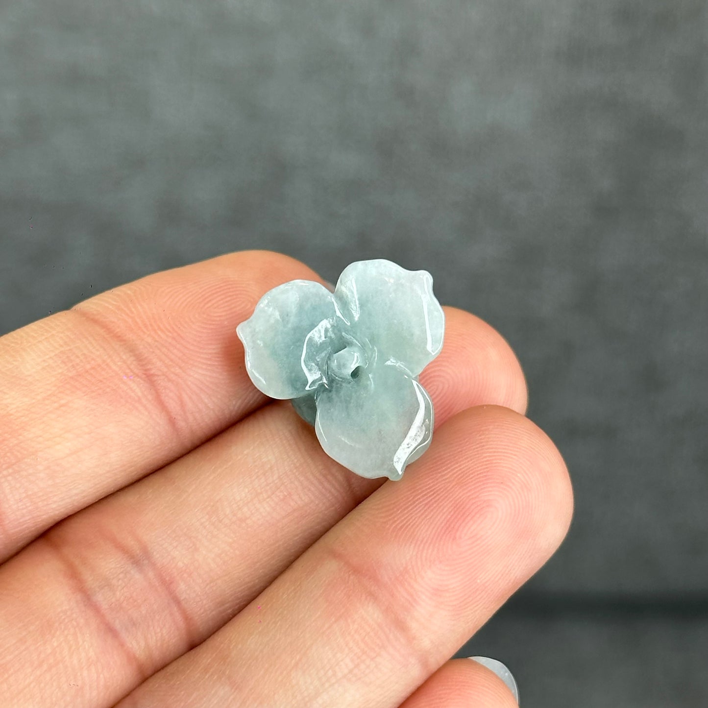 Natural Semi-Translucent Floral Water Green Lotus Jadeite Jade Charm