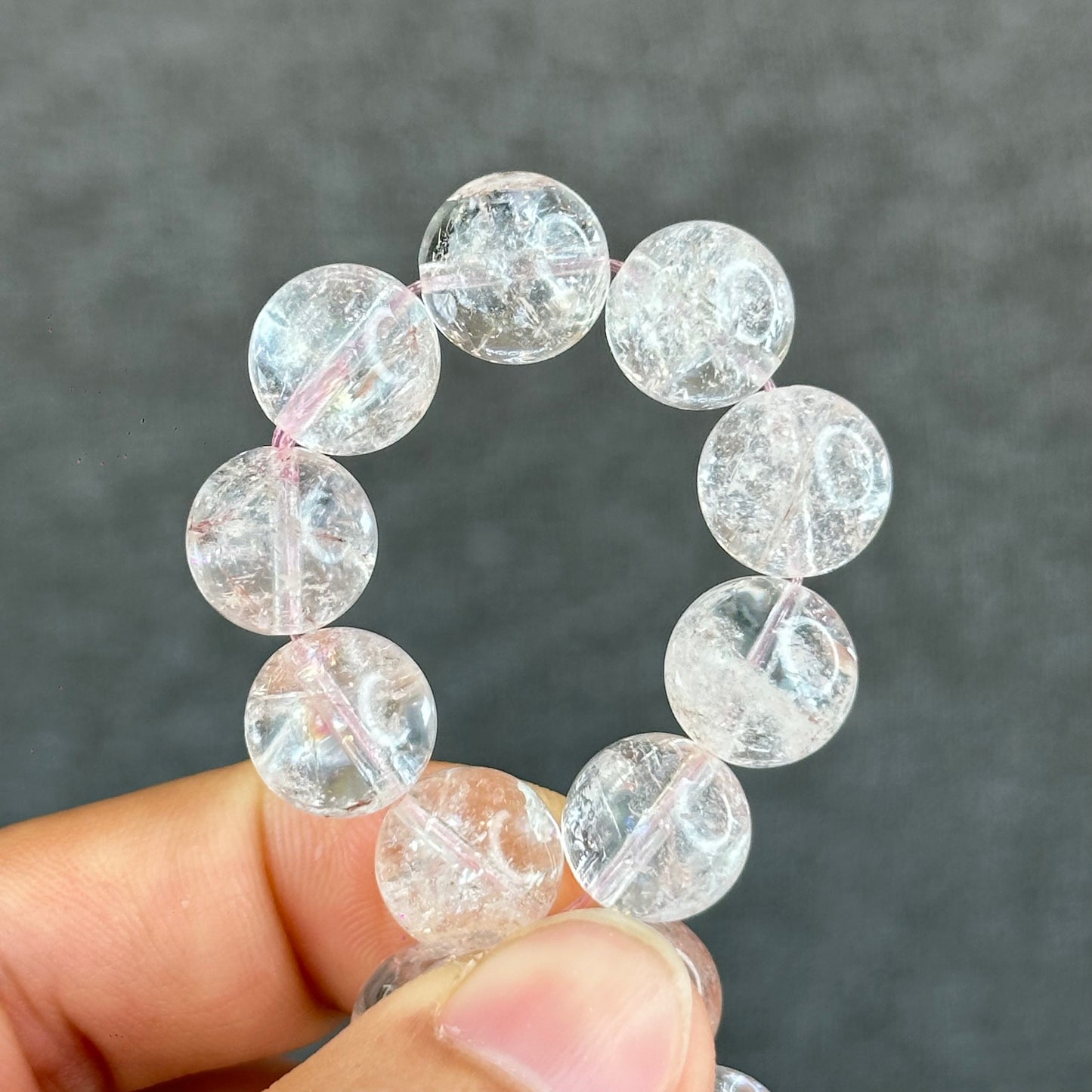 Natural Pink Himalayan Quartz Bracelet Size 11.2 mm