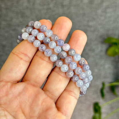Natural Blue Rose Quartz Triple Wrap Bracelet Size 6.5 mm