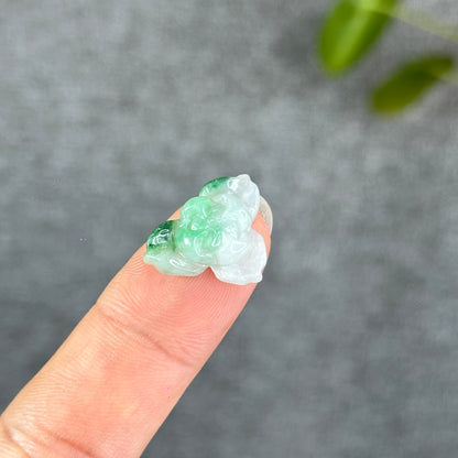 Natural Semi-Translucent Ivory Apple Green Lotus Jadeite Jade Charm