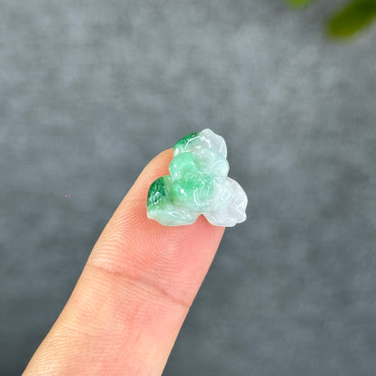 Natural Semi-Translucent Ivory Apple Green Lotus Jadeite Jade Charm