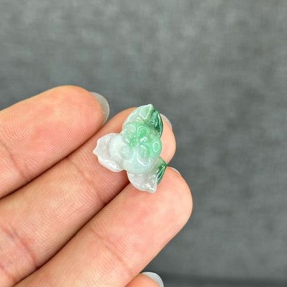 Natural Semi-Translucent Ivory Apple Green Lotus Jadeite Jade Charm