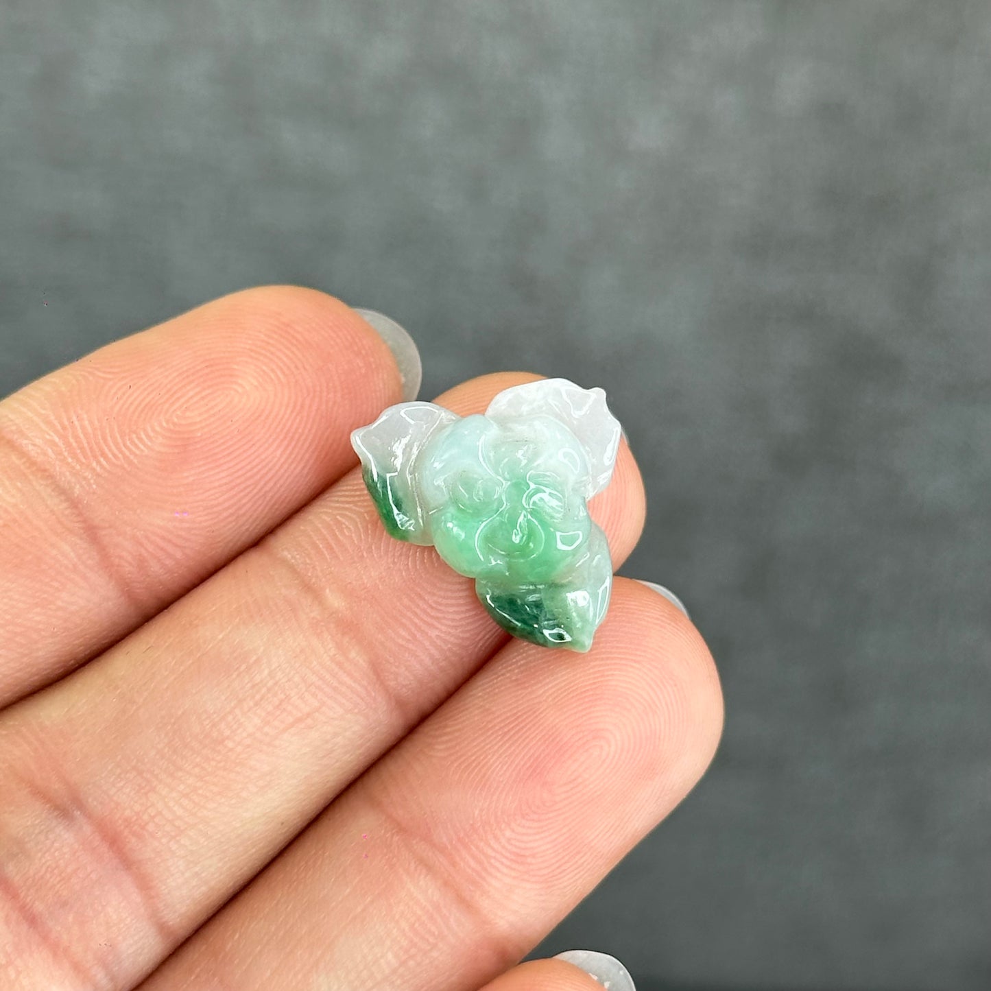 Natural Semi-Translucent Ivory Apple Green Lotus Jadeite Jade Charm
