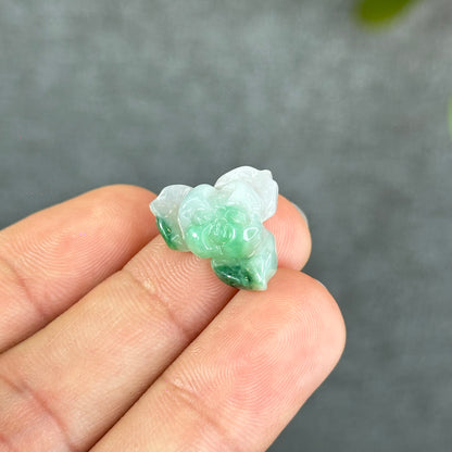 Natural Semi-Translucent Ivory Apple Green Lotus Jadeite Jade Charm