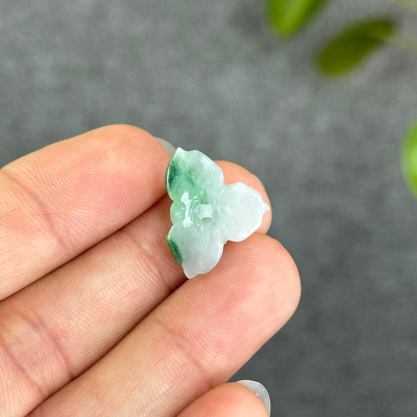 Natural Semi-Translucent Ivory Apple Green Lotus Jadeite Jade Charm