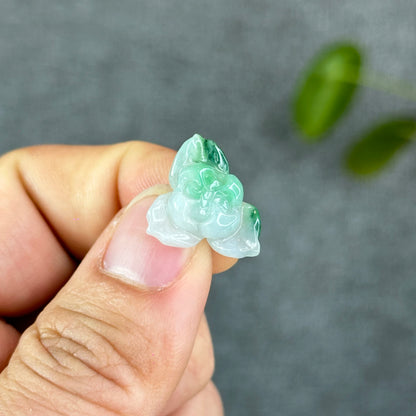 Natural Semi-Translucent Ivory Apple Green Lotus Jadeite Jade Charm