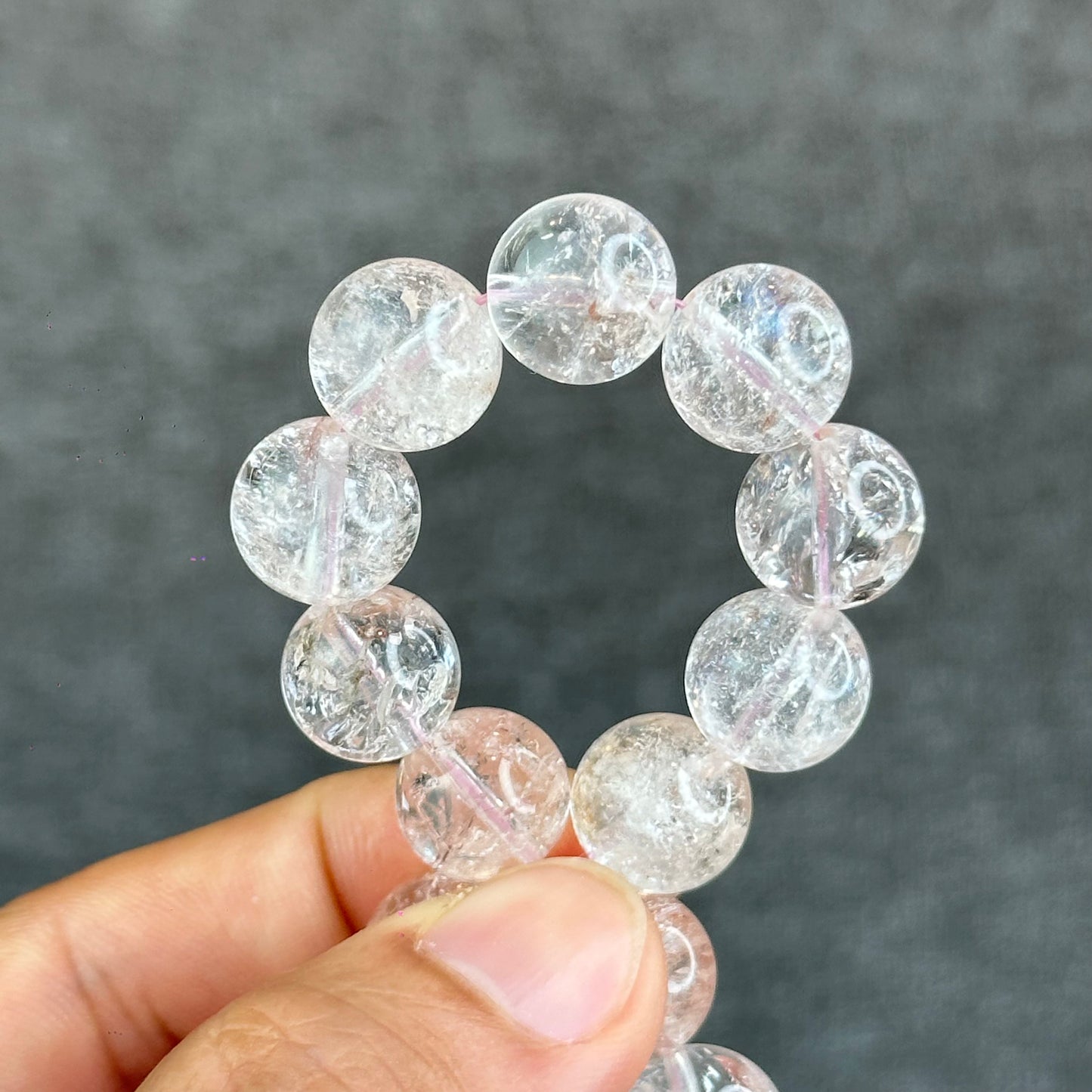 Natural Pink Himalayan Quartz Bracelet Size 12.2 mm