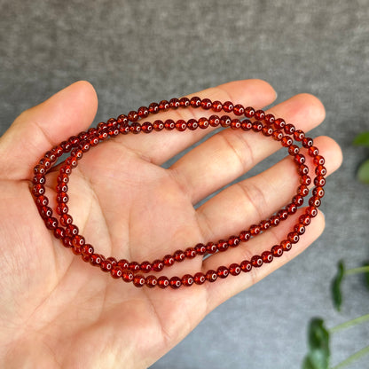 Oragne Garnet Triple Wrap Bracelet Size 4.5 mm