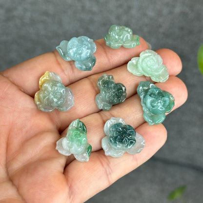 Natural Translucent Floating Apple Green Lotus Jadeite Jade Charm