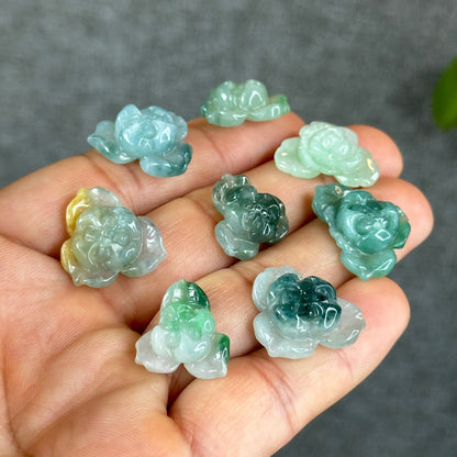 Natural Translucent Floating Apple Green Lotus Jadeite Jade Charm