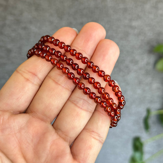 Oragne Garnet Triple Wrap Bracelet Size 4.5 mm