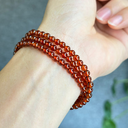 Oragne Garnet Triple Wrap Bracelet Size 4.5 mm