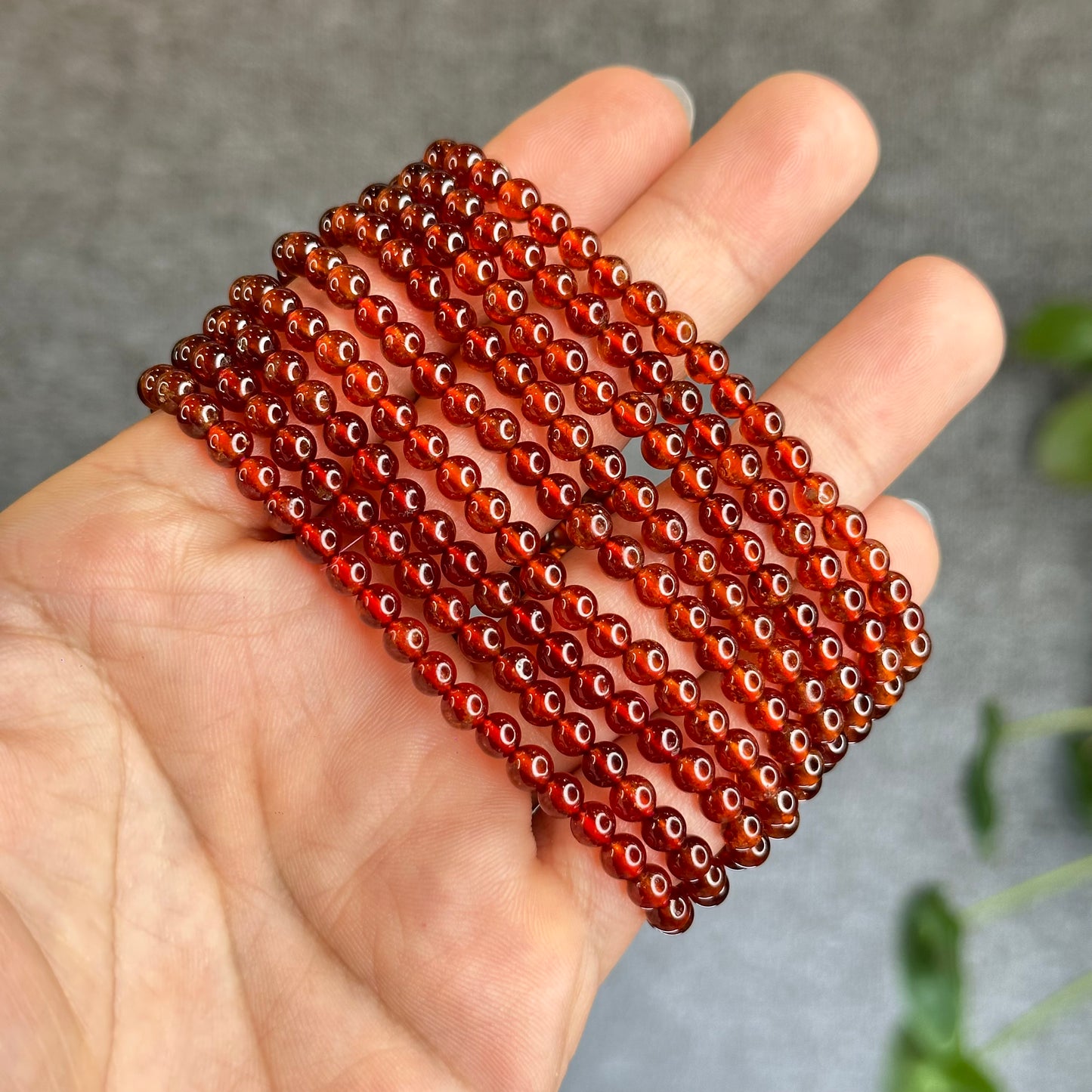 Oragne Garnet Triple Wrap Bracelet Size 4.5 mm