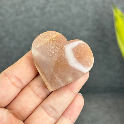 Natural Peach Moonstone Heart Figurine