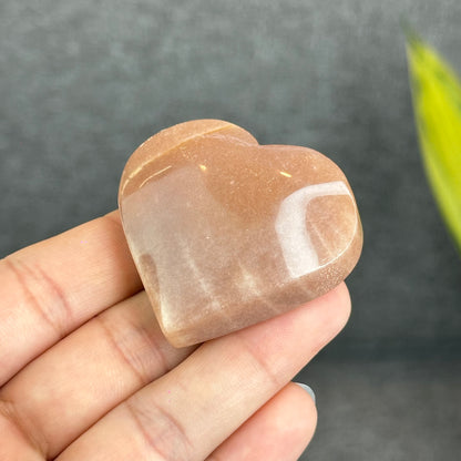 Natural Peach Moonstone Heart Figurine