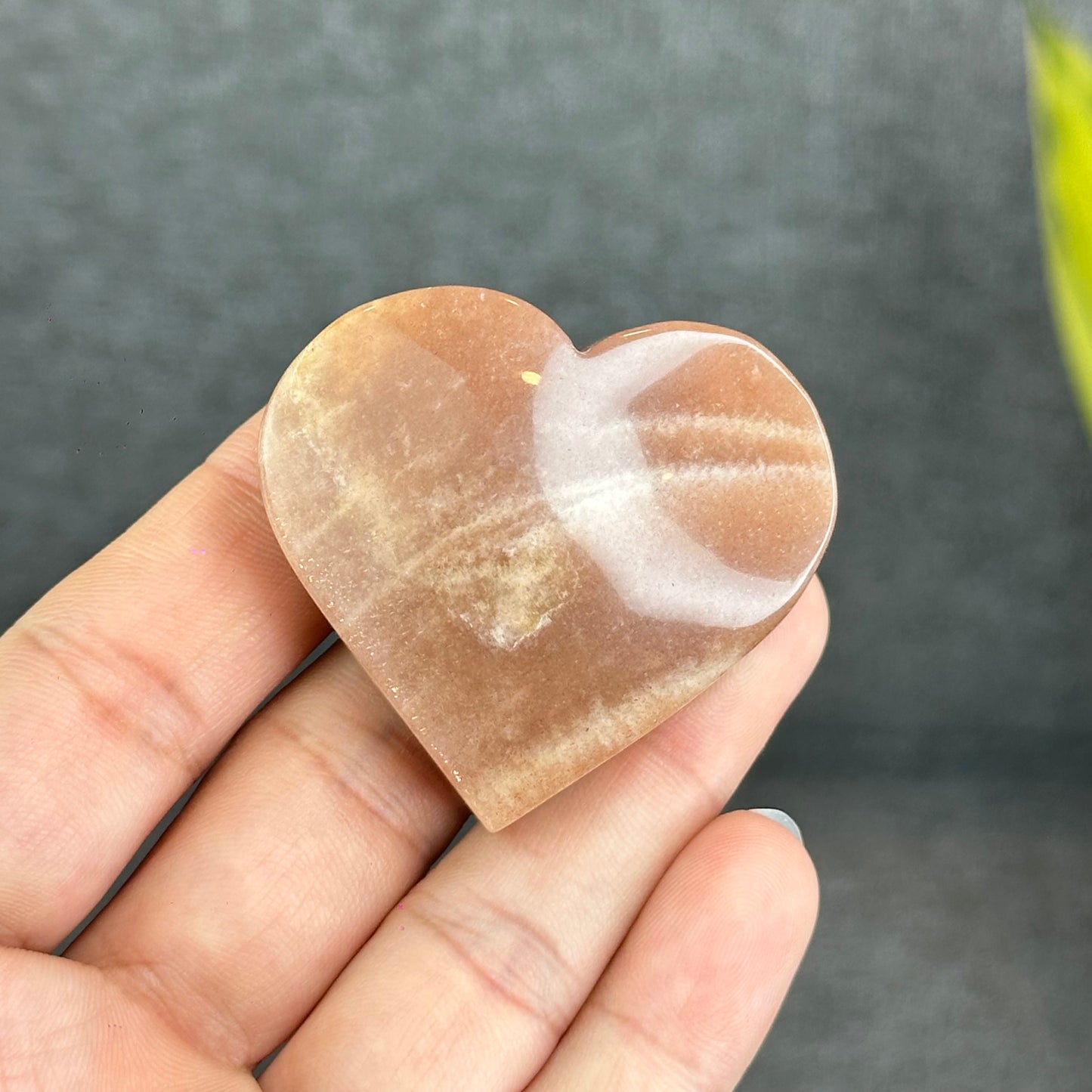 Natural Peach Moonstone Heart Figurine