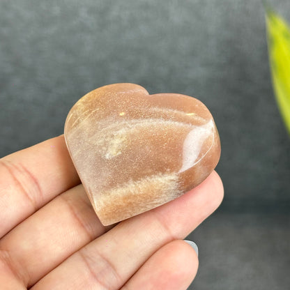 Natural Peach Moonstone Heart Figurine