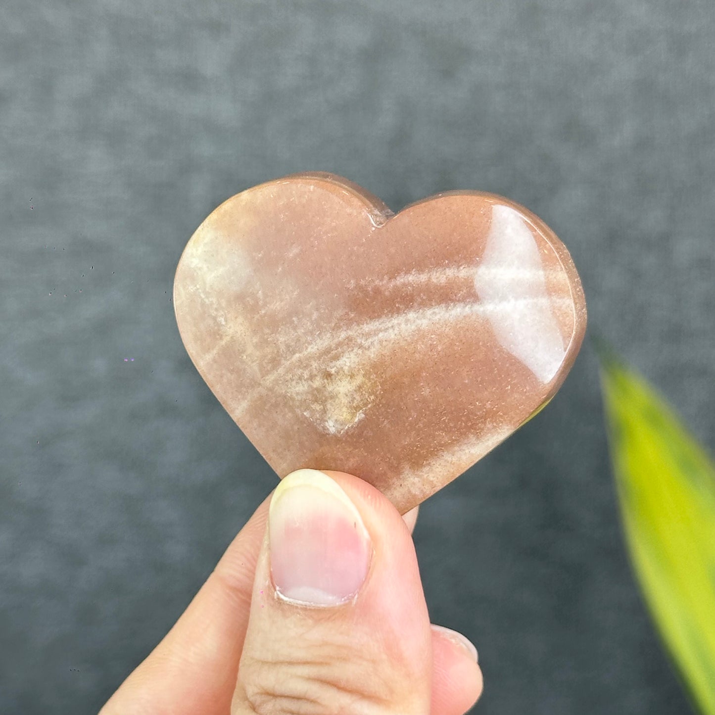 Natural Peach Moonstone Heart Figurine