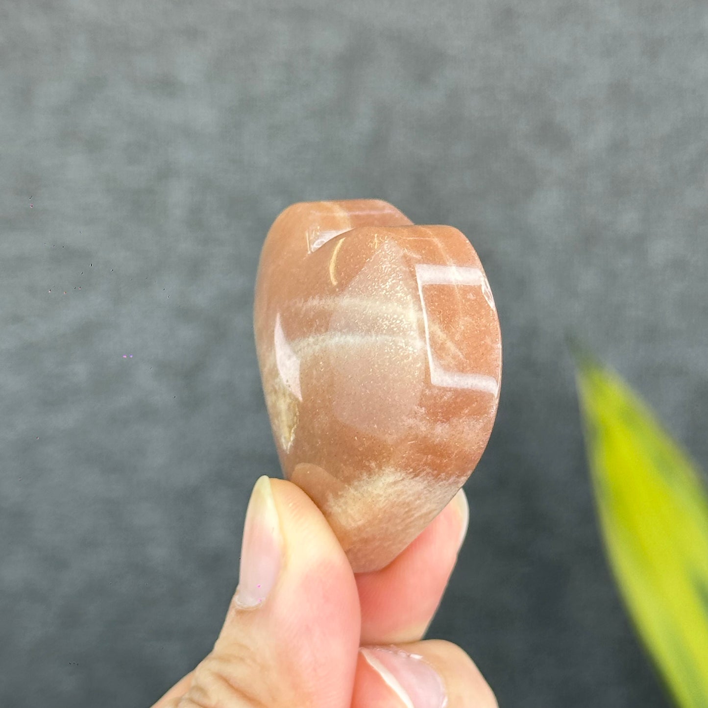 Natural Peach Moonstone Heart Figurine