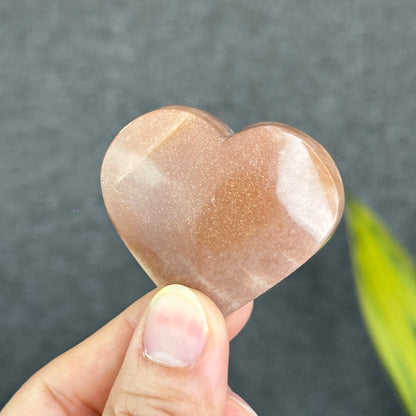 Natural Peach Moonstone Heart Figurine