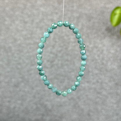 Natural Water Green Jadeite Jade Faceted Bracelet Size 5.7 mm